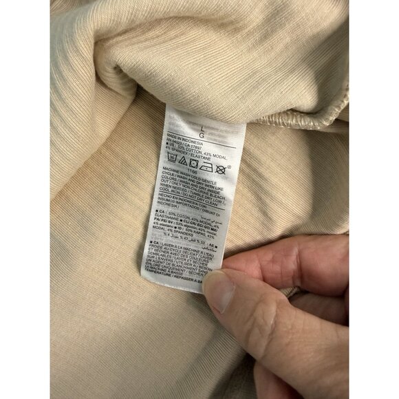 Old Navy Off Shoulder Ribbed Bodycon Dress Beige Tan Size Large NWT - Picture 4 of 6